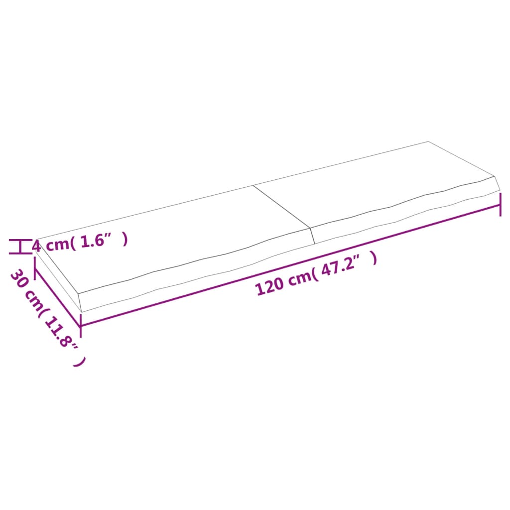 Vägghylla ljusbrun 120x30x(2-4) cm behandlad massiv ek