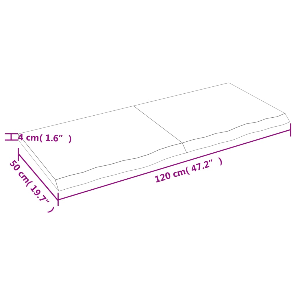 Vägghylla ljusbrun 120x50x(2-4) cm behandlad massiv ek