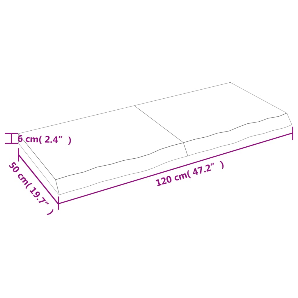 Vägghylla ljusbrun 120x50x(2-6) cm behandlad massiv ek