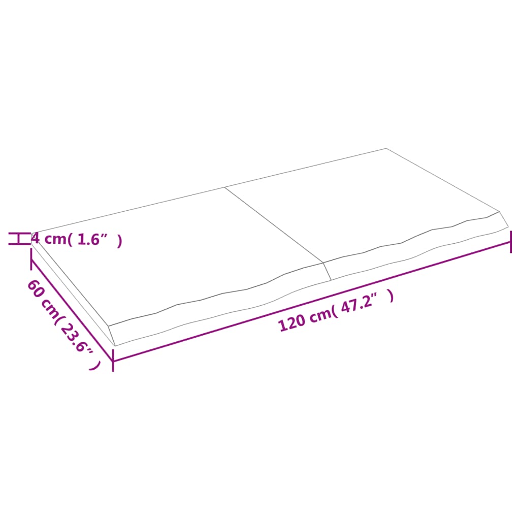 Vägghylla ljusbrun 120x60x(2-4) cm behandlad massiv ek