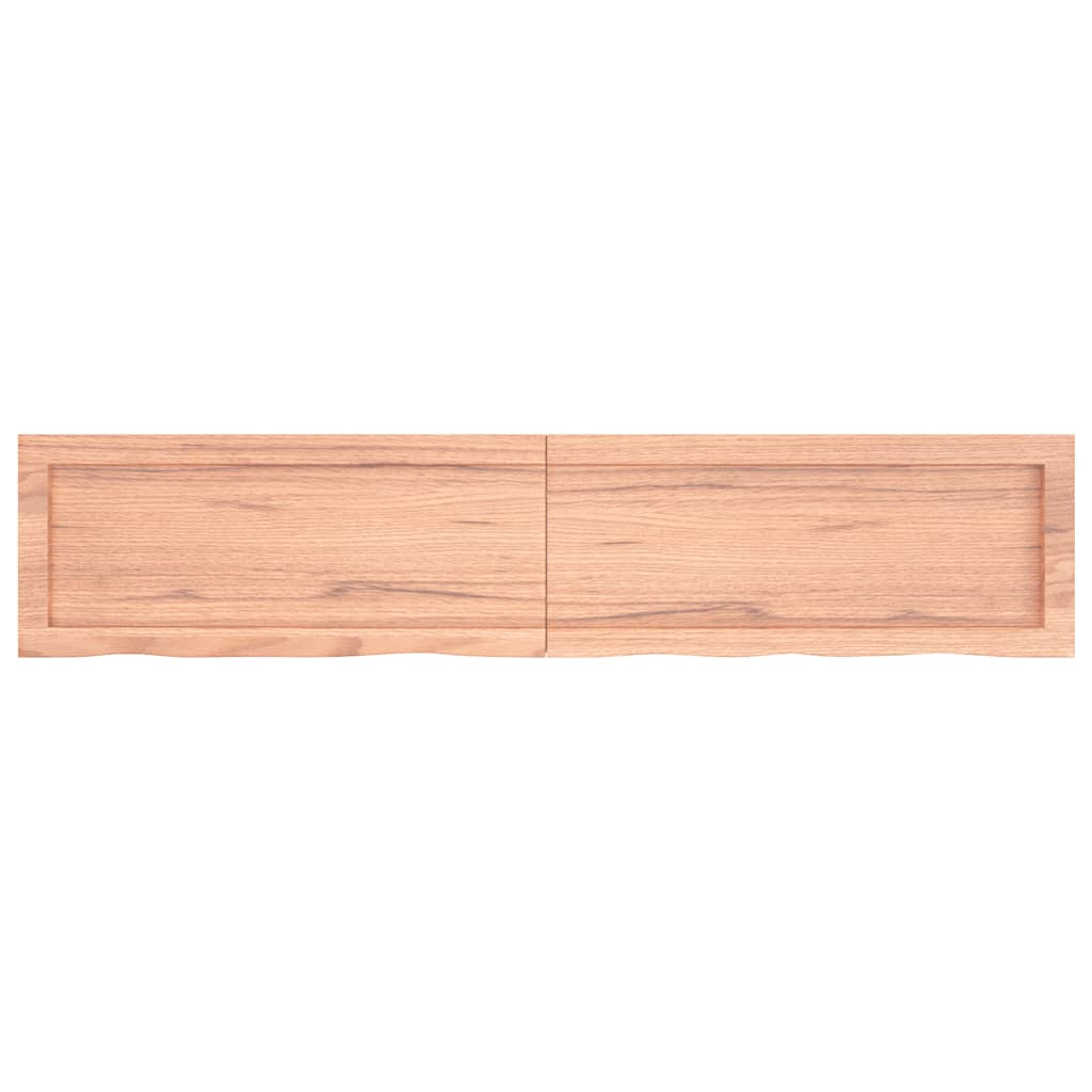 Vägghylla ljusbrun 140x30x(2-6) cm behandlad massiv ek