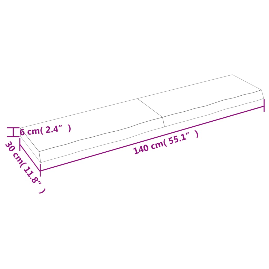 Vägghylla ljusbrun 140x30x(2-6) cm behandlad massiv ek