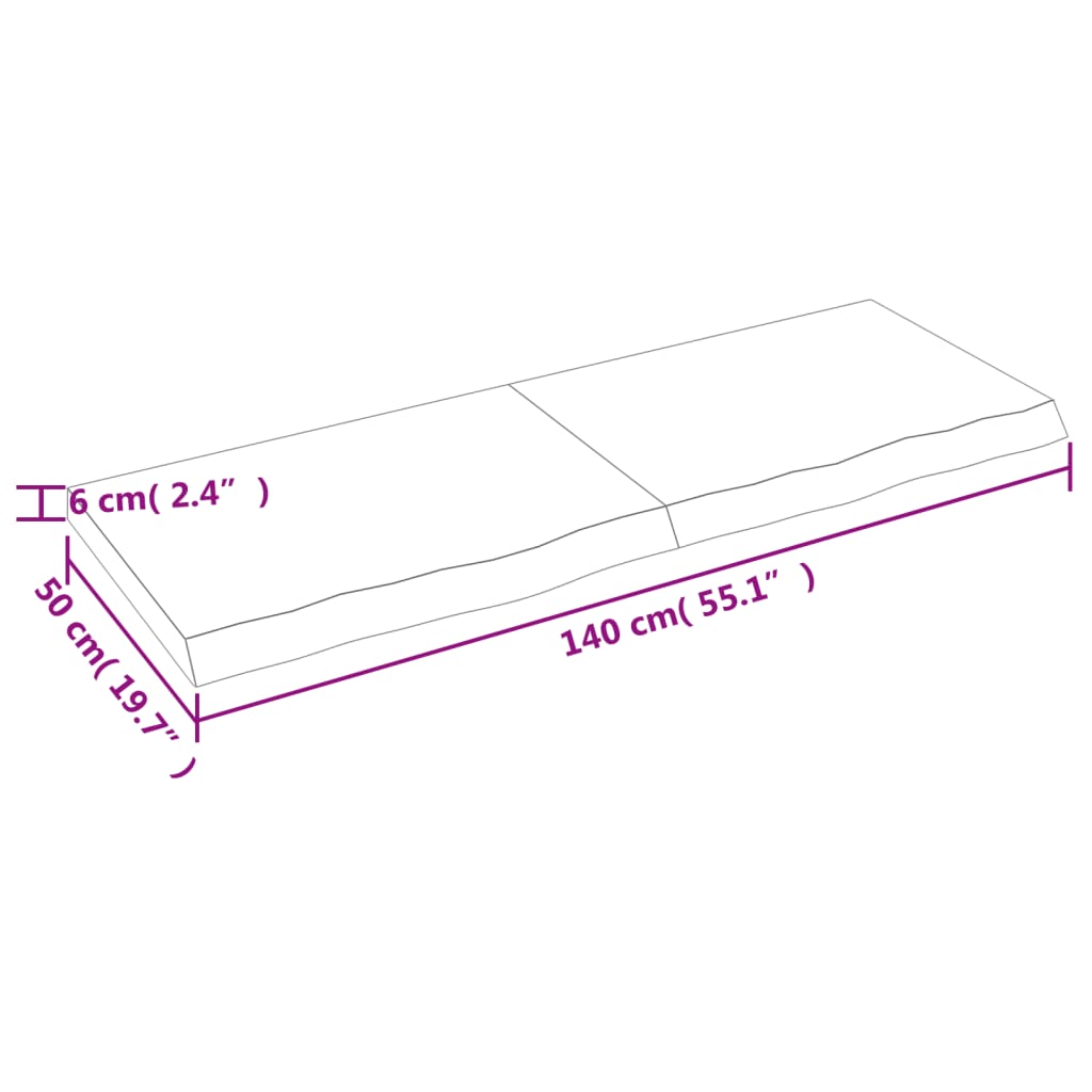 Vägghylla ljusbrun 140x50x(2-6) cm behandlad massiv ek