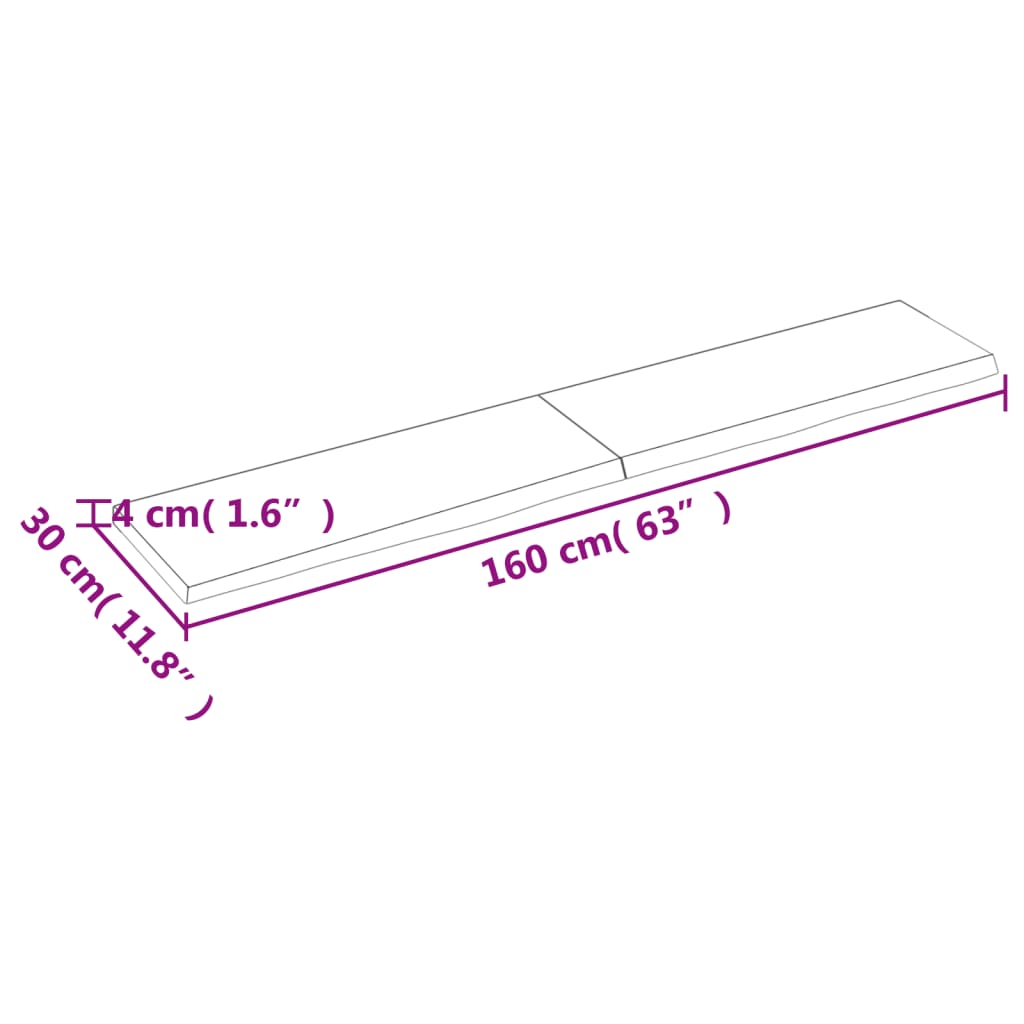 Vägghylla ljusbrun 160x30x(2-4) cm behandlad massiv ek