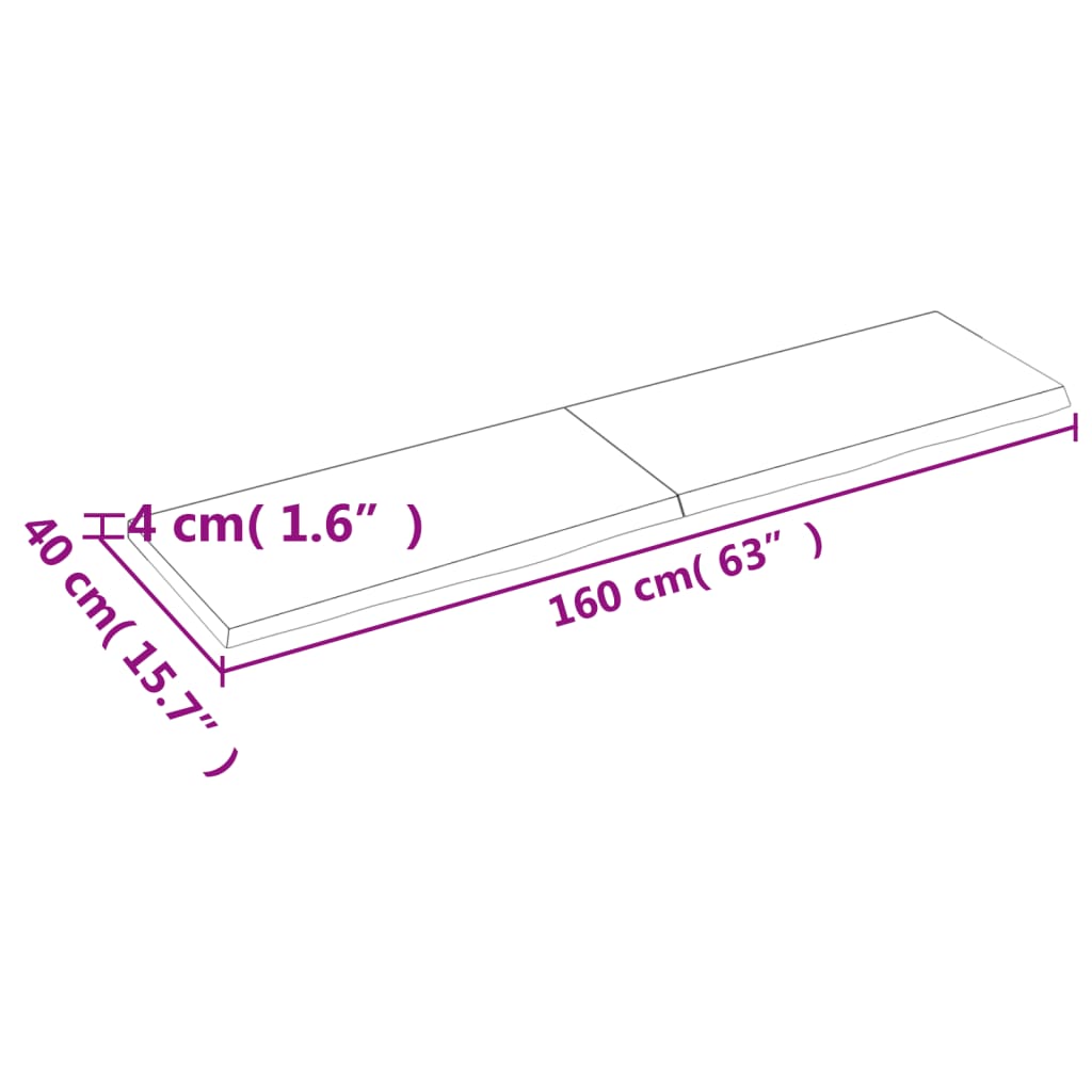 Vägghylla ljusbrun 160x40x(2-4) cm behandlad massiv ek