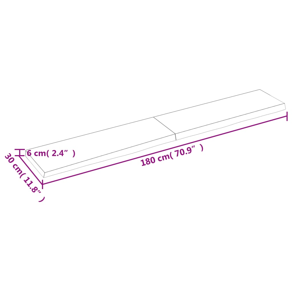 Vägghylla ljusbrun 180x30x(2-6) cm behandlad massiv ek