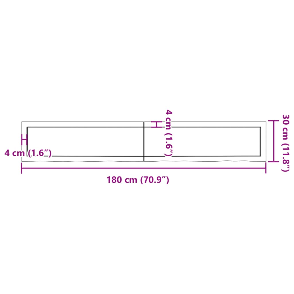 Vägghylla ljusbrun 180x30x(2-6) cm behandlad massiv ek