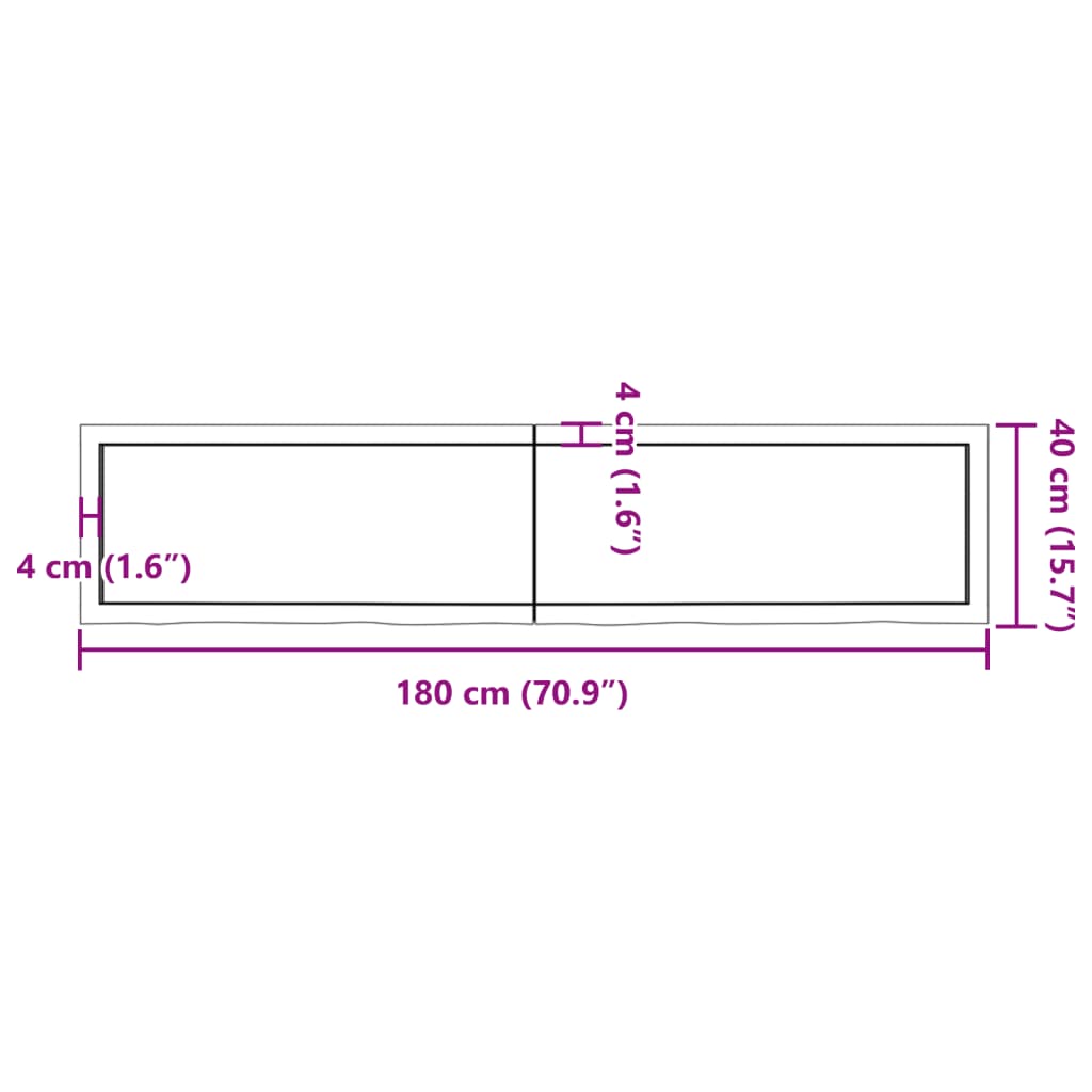 Vägghylla ljusbrun 180x40x(2-6) cm behandlad massiv ek