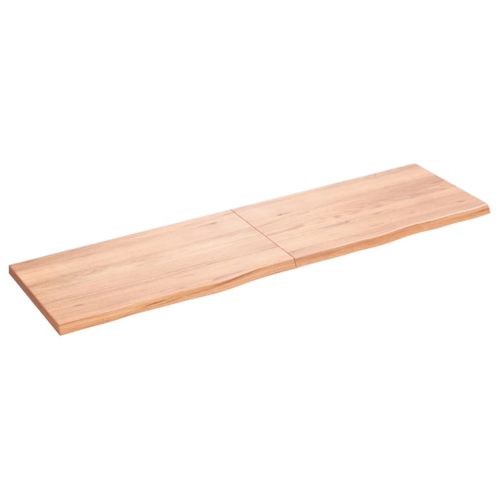 Vägghylla ljusbrun 180x50x(2-4) cm behandlad massiv ek