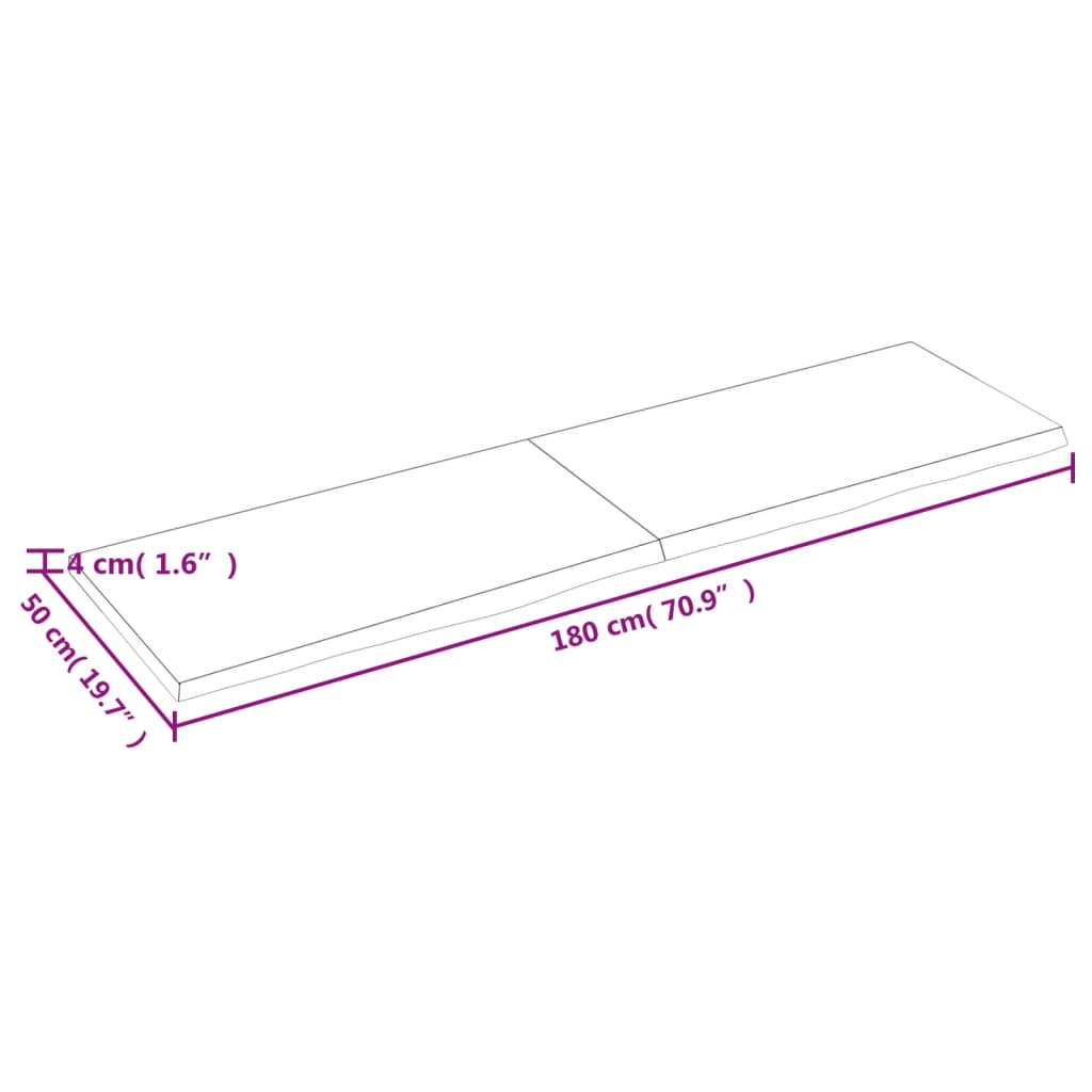 Vägghylla ljusbrun 180x50x(2-4) cm behandlad massiv ek