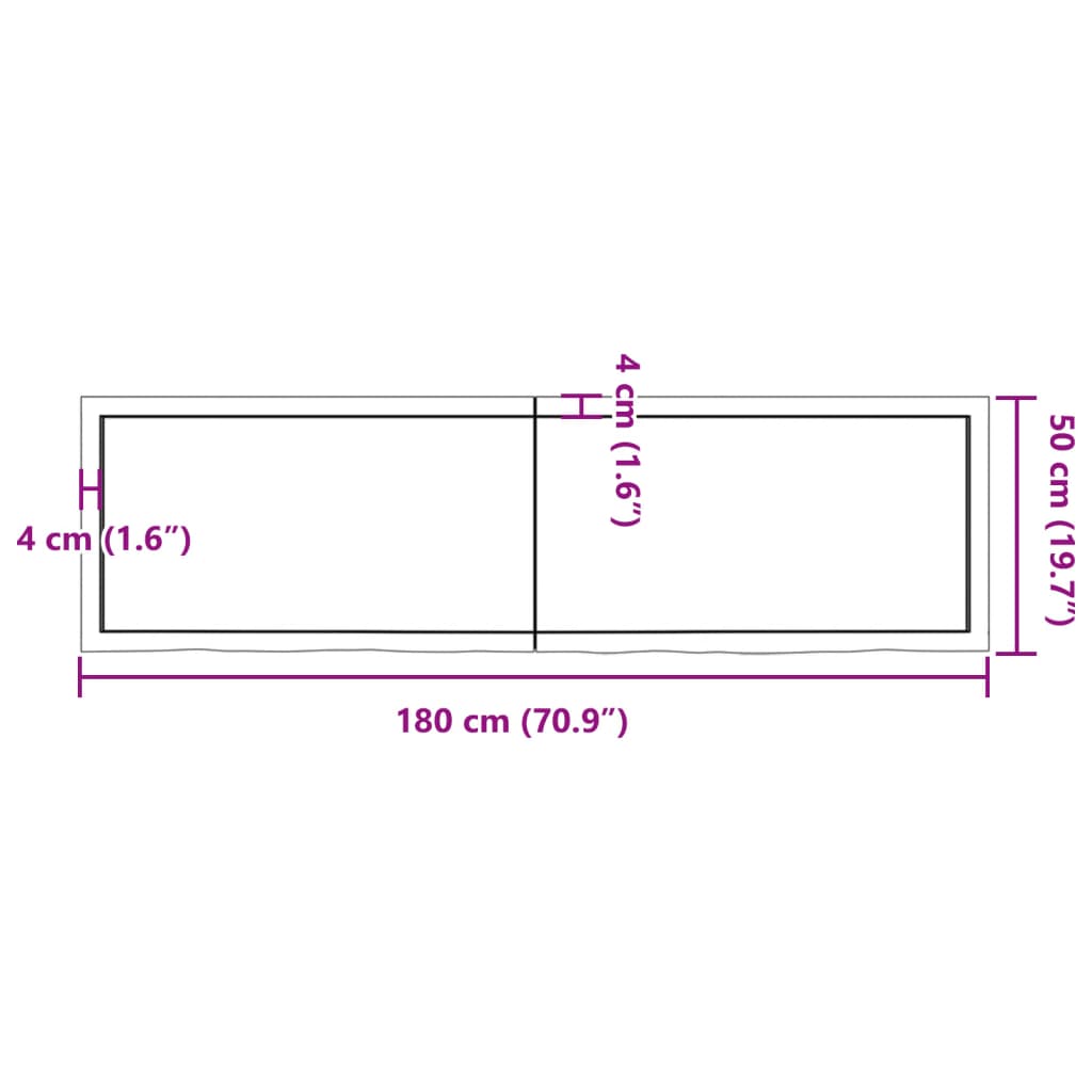 Vägghylla ljusbrun 180x50x(2-4) cm behandlad massiv ek