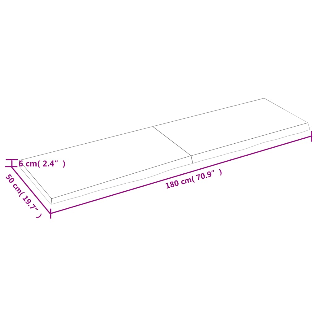 Vägghylla ljusbrun 180x50x(2-6) cm behandlad massiv ek