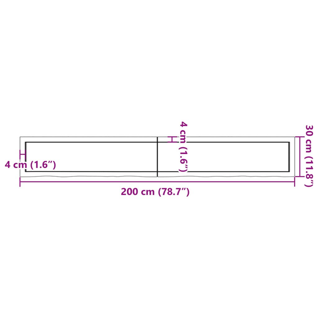 Vägghylla ljusbrun 200x30x(2-4) cm behandlad massiv ek