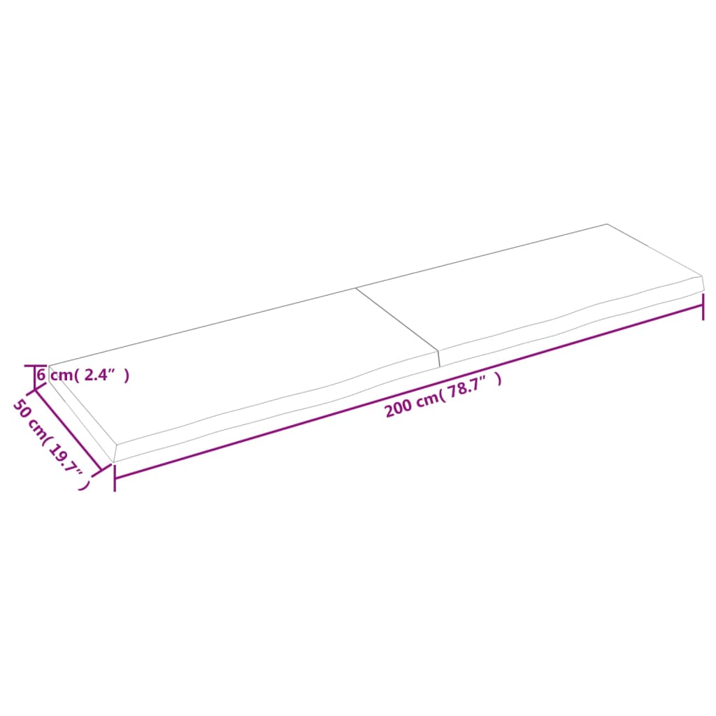 Vägghylla ljusbrun 200x50x(2-6) cm behandlad massiv ek