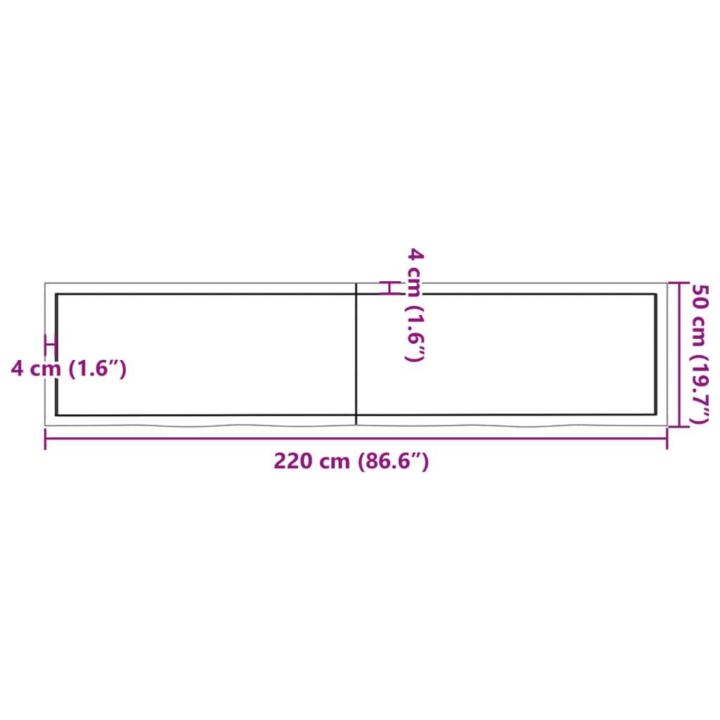 Vägghylla ljusbrun 220x50x(2-6) cm behandlad massiv ek