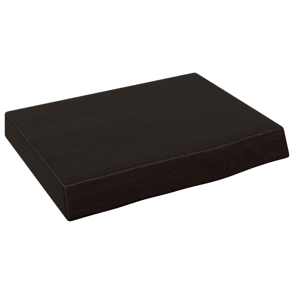 Vägghylla mörkbrun 40x30x(2-6) cm behandlad massiv ek