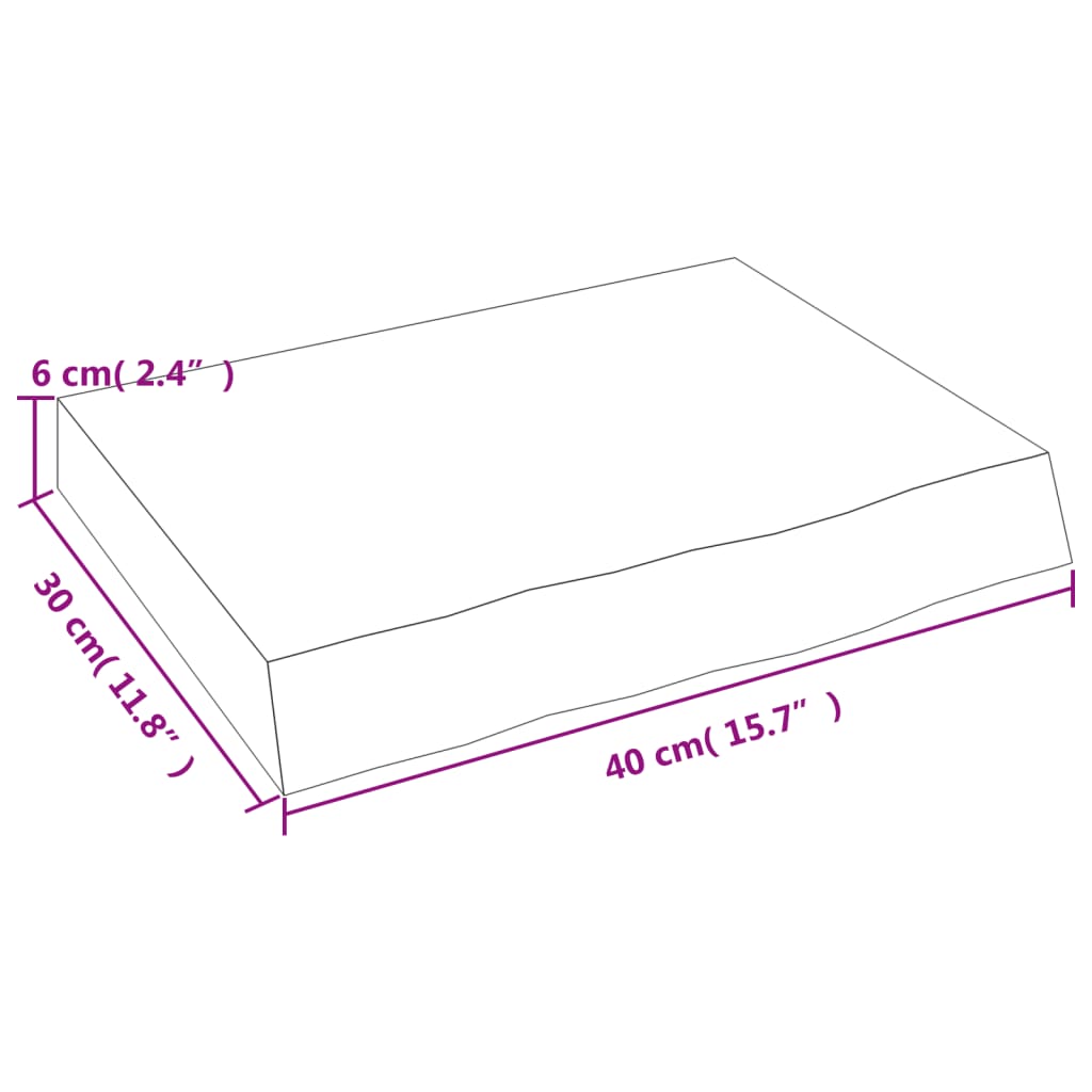 Vägghylla mörkbrun 40x30x(2-6) cm behandlad massiv ek