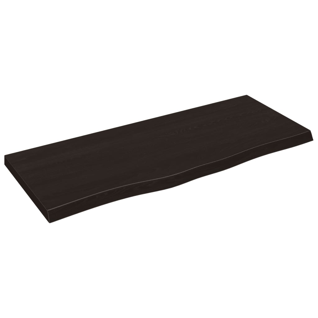 Vägghylla mörkbrun 100x40x(2-4) cm behandlad massiv ek