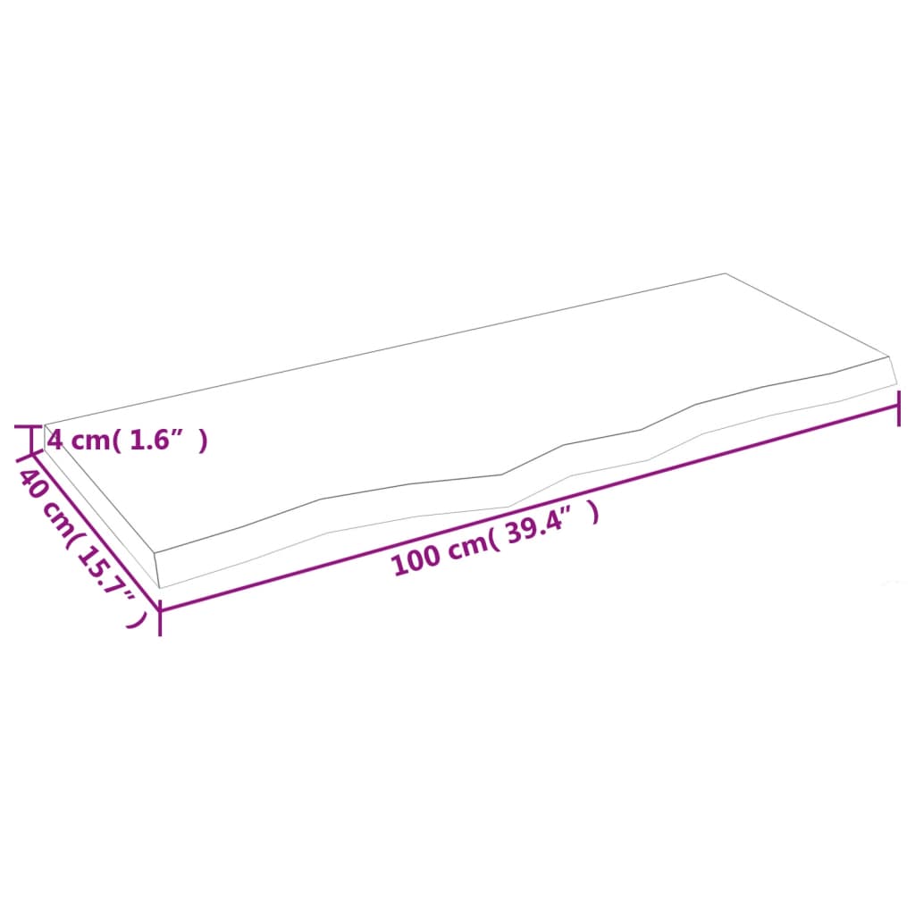 Vägghylla mörkbrun 100x40x(2-4) cm behandlad massiv ek