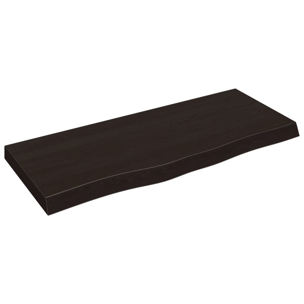 Vägghylla mörkbrun 100x40x(2-6) cm behandlad massiv ek