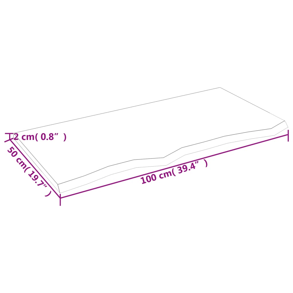 Vägghylla mörkbrun 100x50x2 cm behandlad massiv ek