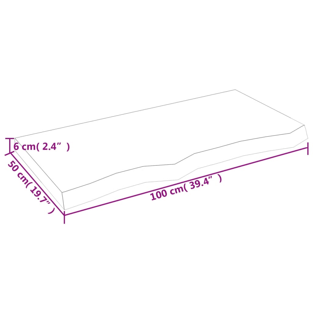 Vägghylla mörkbrun 100x50x(2-6) cm behandlad massiv ek