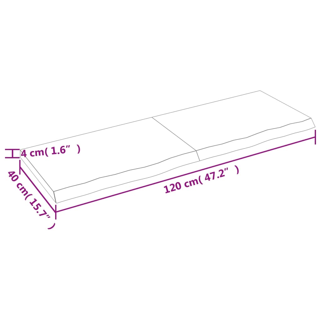 Vägghylla mörkbrun 120x40x(2-4) cm behandlad massiv ek