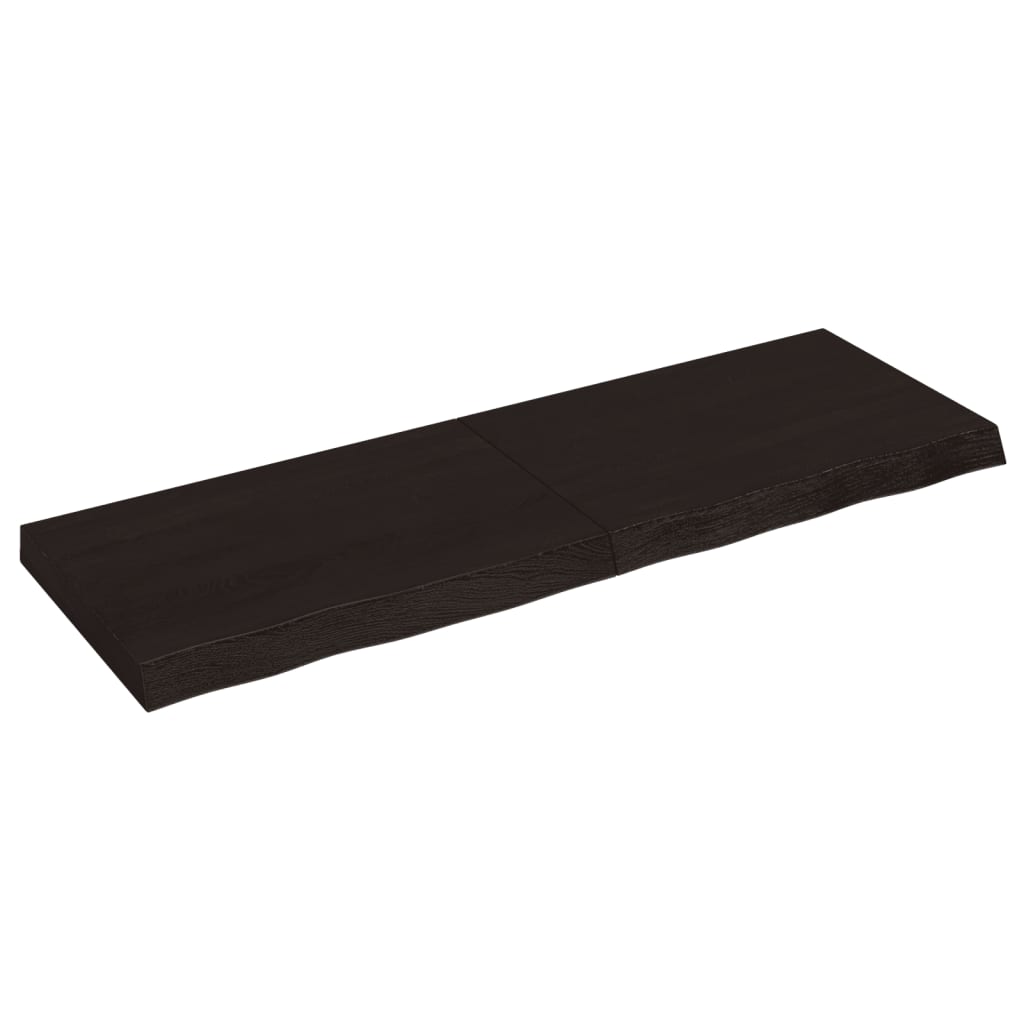 Vägghylla mörkbrun 120x40x(2-6) cm behandlad massiv ek