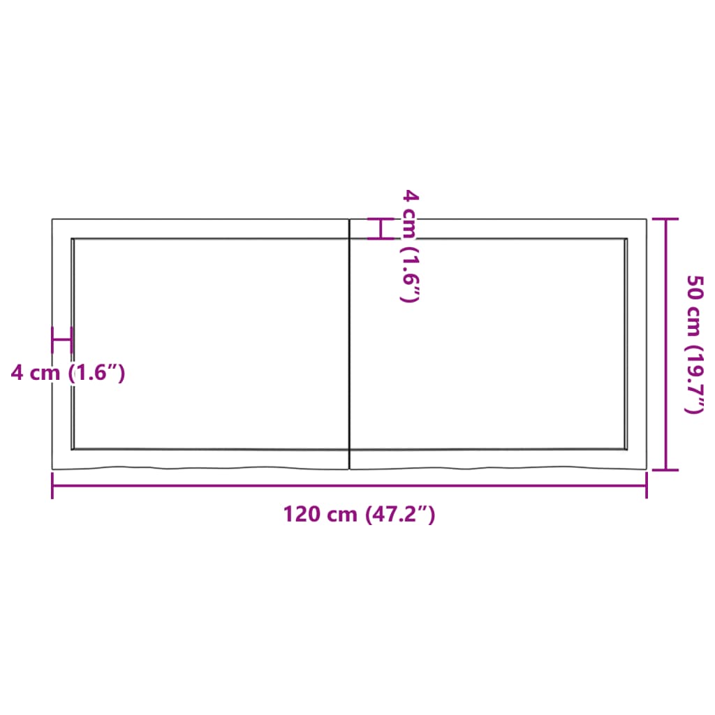 Vägghylla mörkbrun 120x50x(2-4) cm behandlad massiv ek