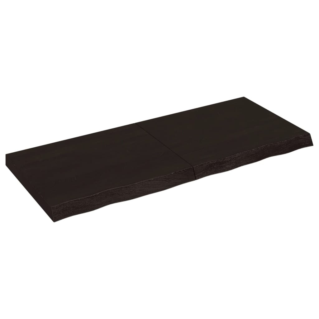 Vägghylla mörkbrun 120x50x(2-6) cm behandlad massiv ek