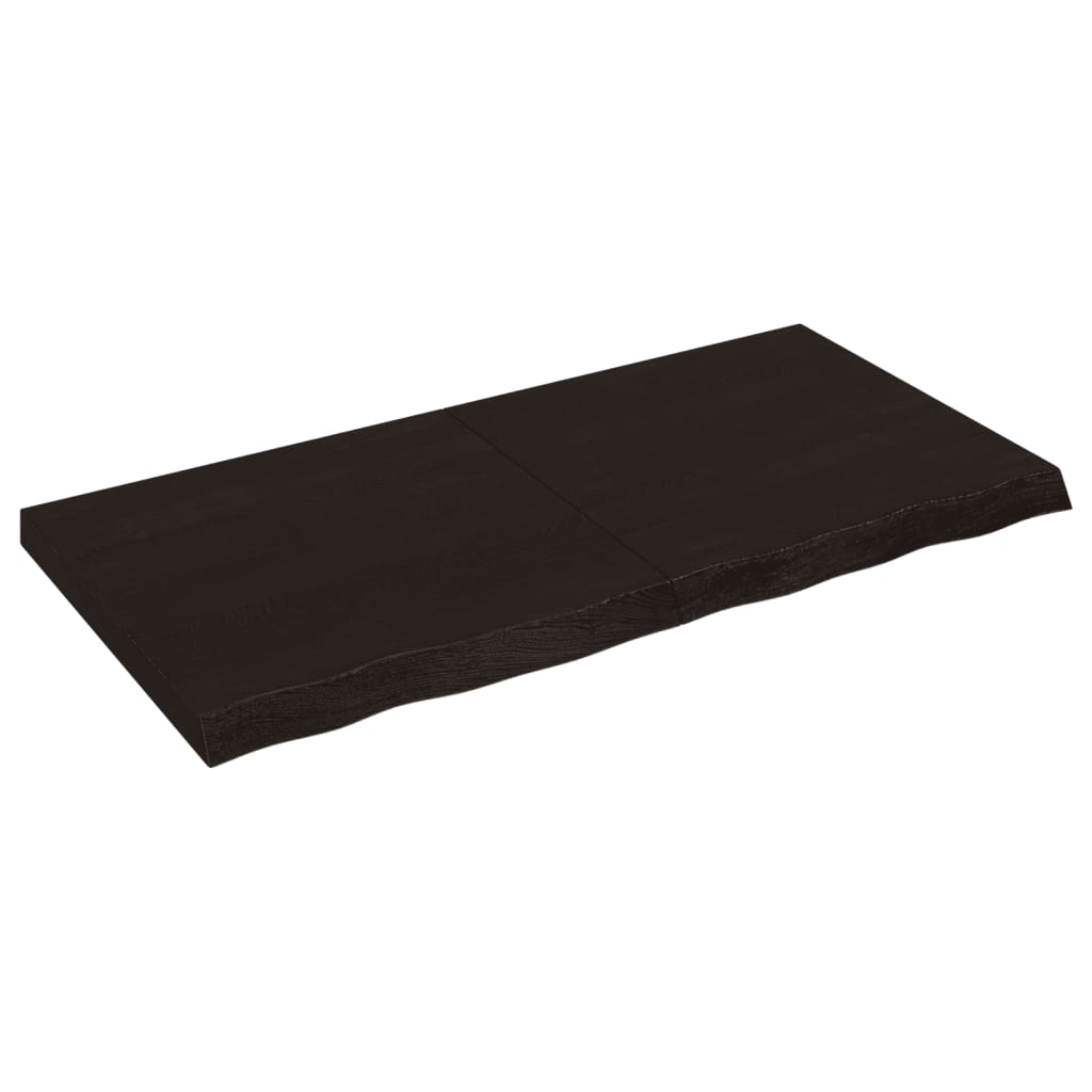 Vägghylla mörkbrun 120x60x(2-6) cm behandlad massiv ek