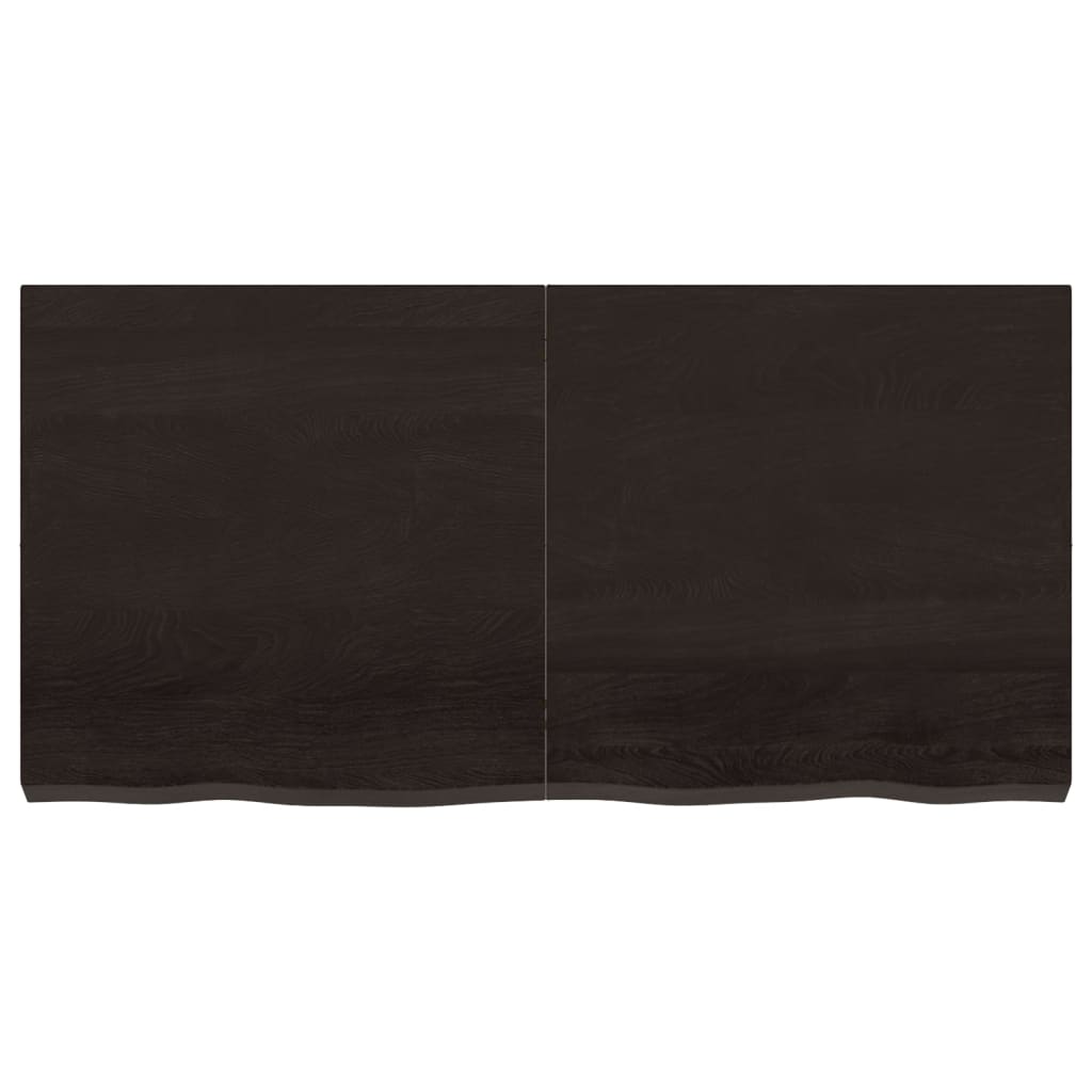 Vägghylla mörkbrun 120x60x(2-6) cm behandlad massiv ek