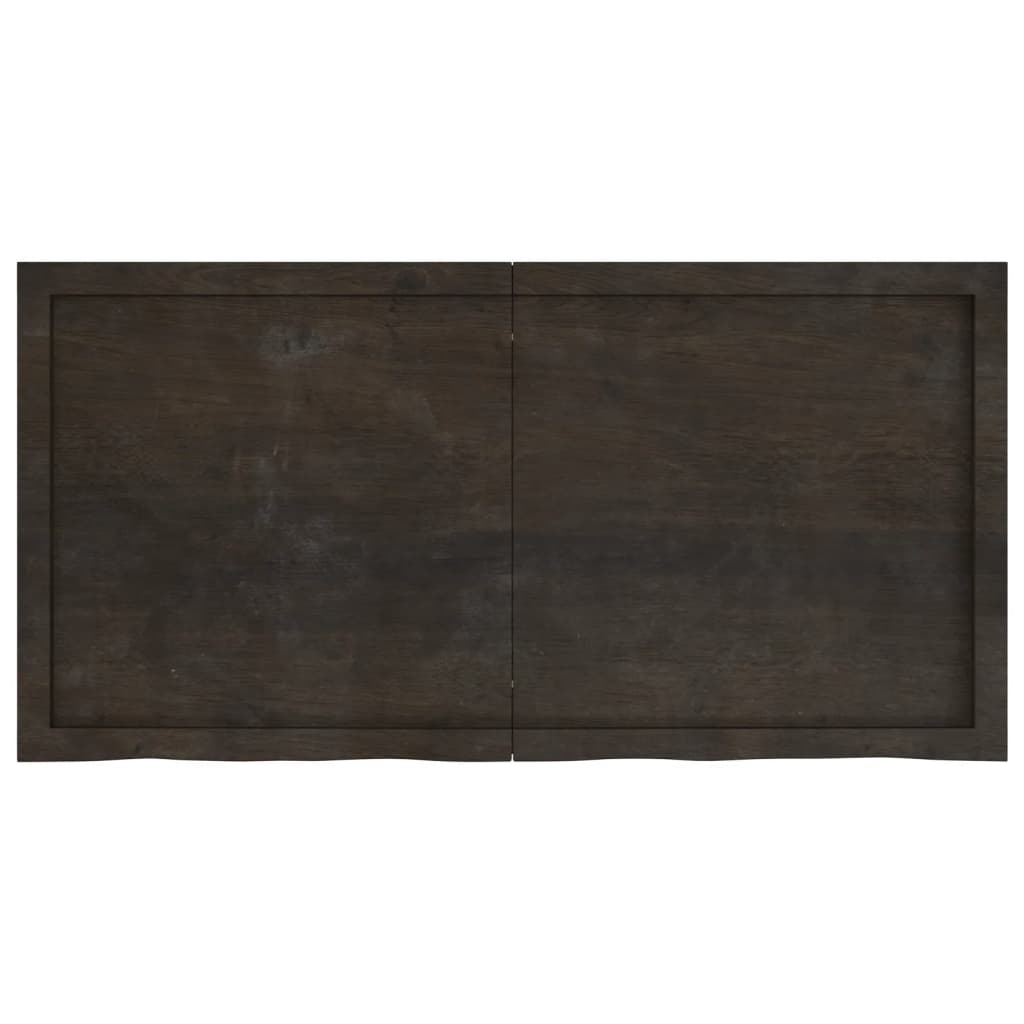 Vägghylla mörkbrun 120x60x(2-6) cm behandlad massiv ek