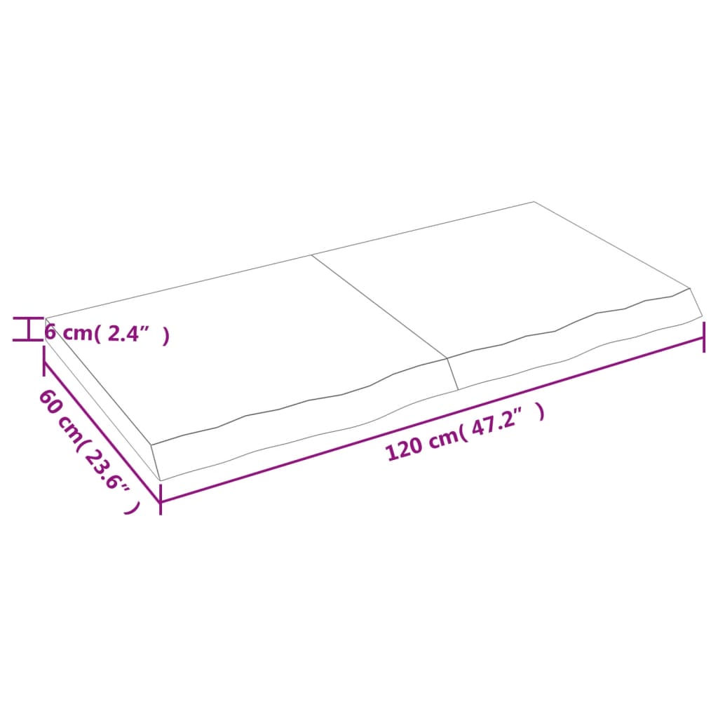 Vägghylla mörkbrun 120x60x(2-6) cm behandlad massiv ek