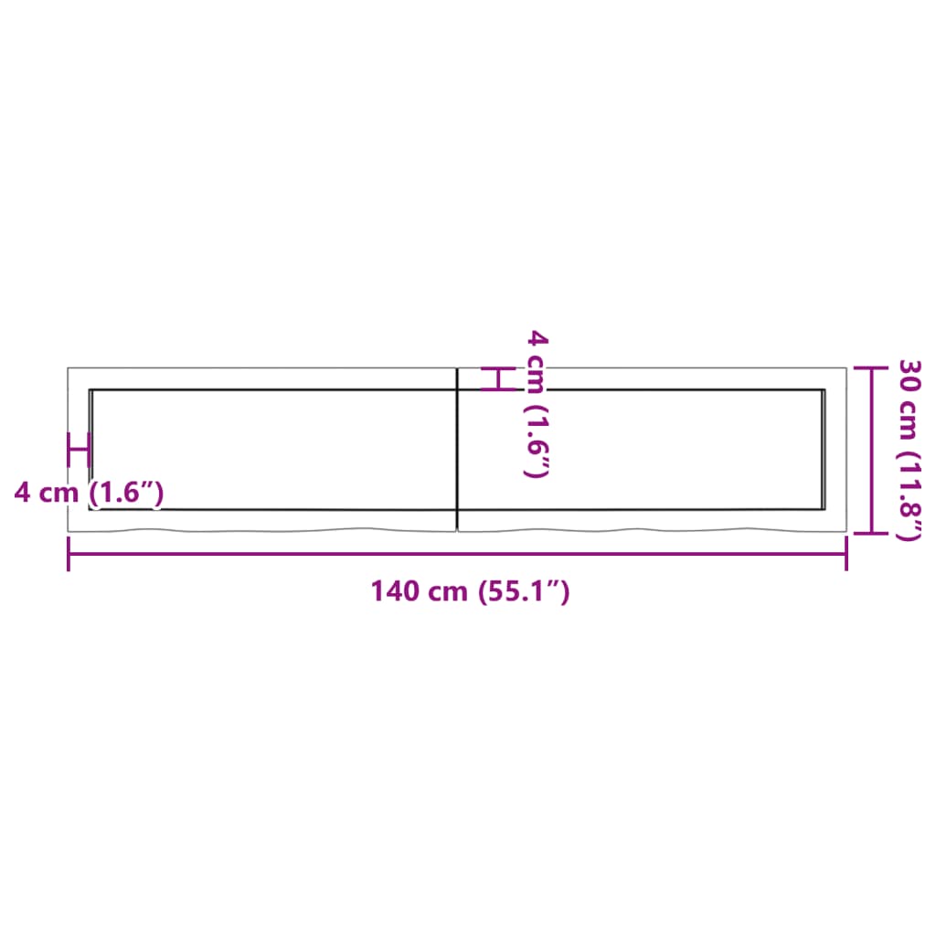 Vägghylla mörkbrun 140x30x(2-4) cm behandlad massiv ek