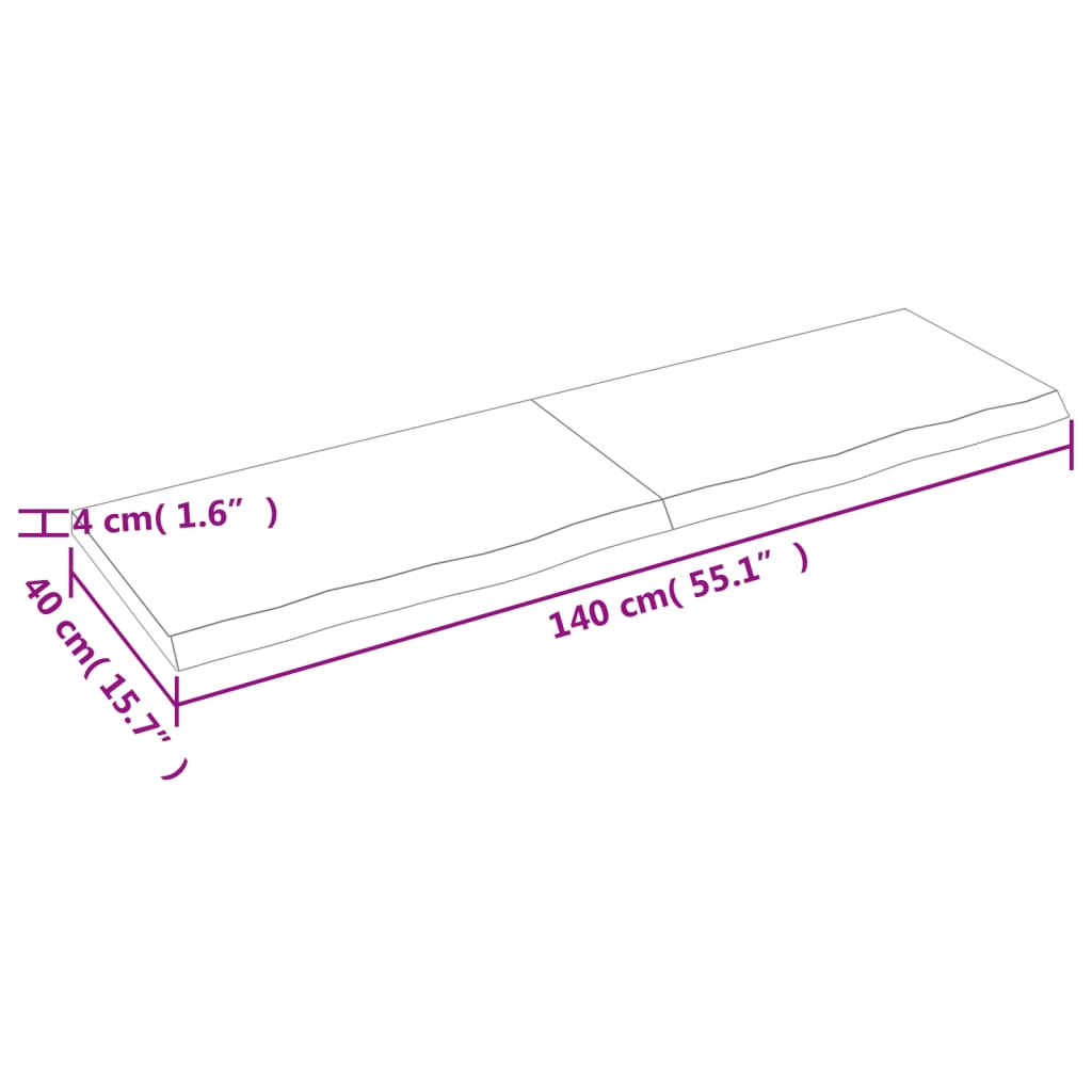 Vägghylla mörkbrun 140x40x(2-4) cm behandlad massiv ek