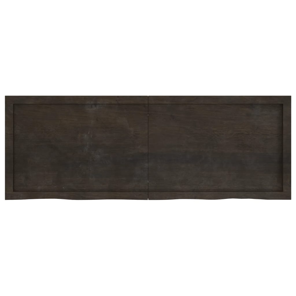 Vägghylla mörkbrun 140x50x(2-4) cm behandlad massiv ek