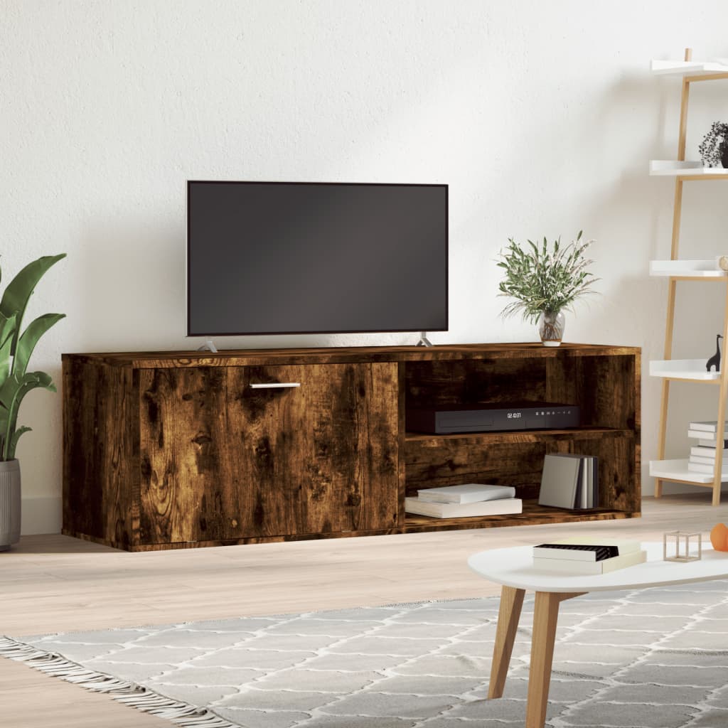 Tv-bänk rökfärgad ek 120x34x37 cm konstruerat trä