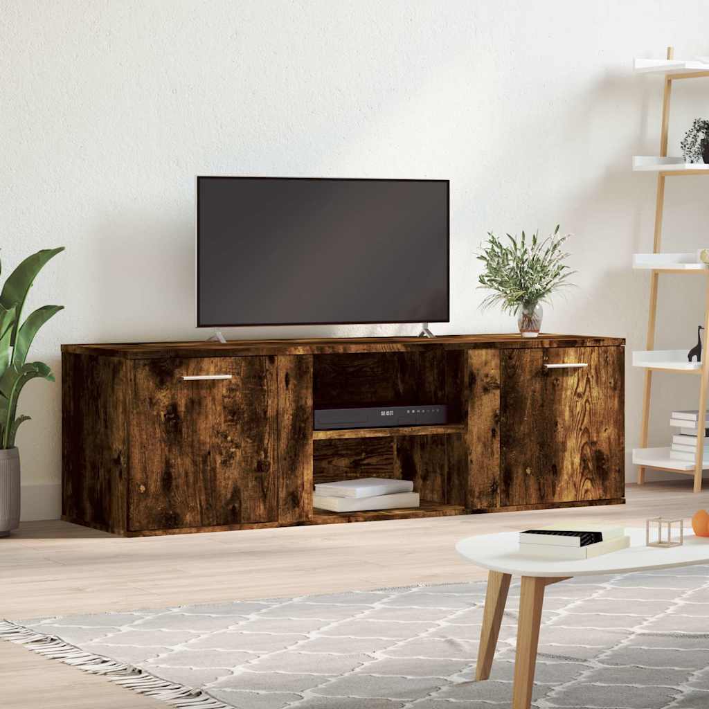 Tv-bänk rökfärgad ek 120x34x37 cm konstruerat trä