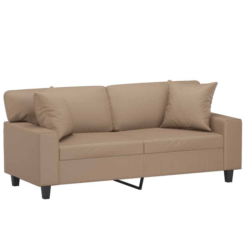 2-sits soffa med prydnadskuddar cappuccino 140 cm konstläder