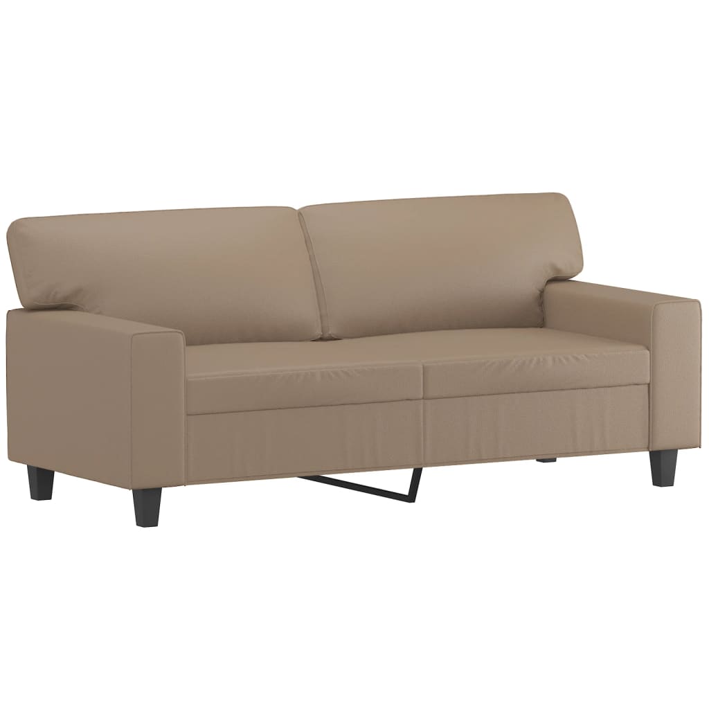 2-sits soffa med prydnadskuddar cappuccino 140 cm konstläder