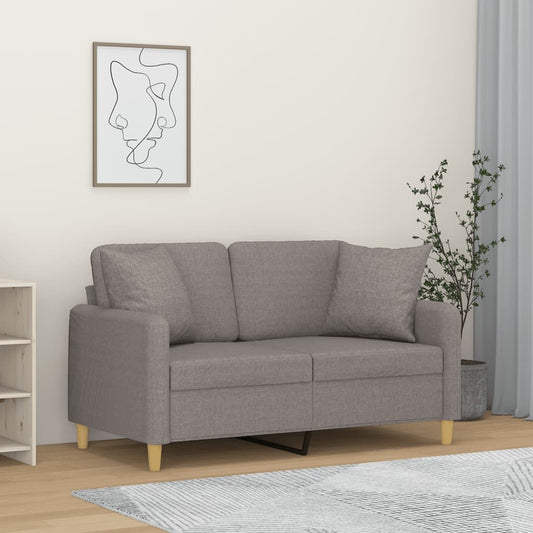 2-sits soffa med prydnadskuddar ljusgrå 120 cm tyg