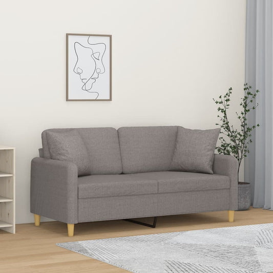 2-sits soffa med prydnadskuddar taupe 140 cm tyg