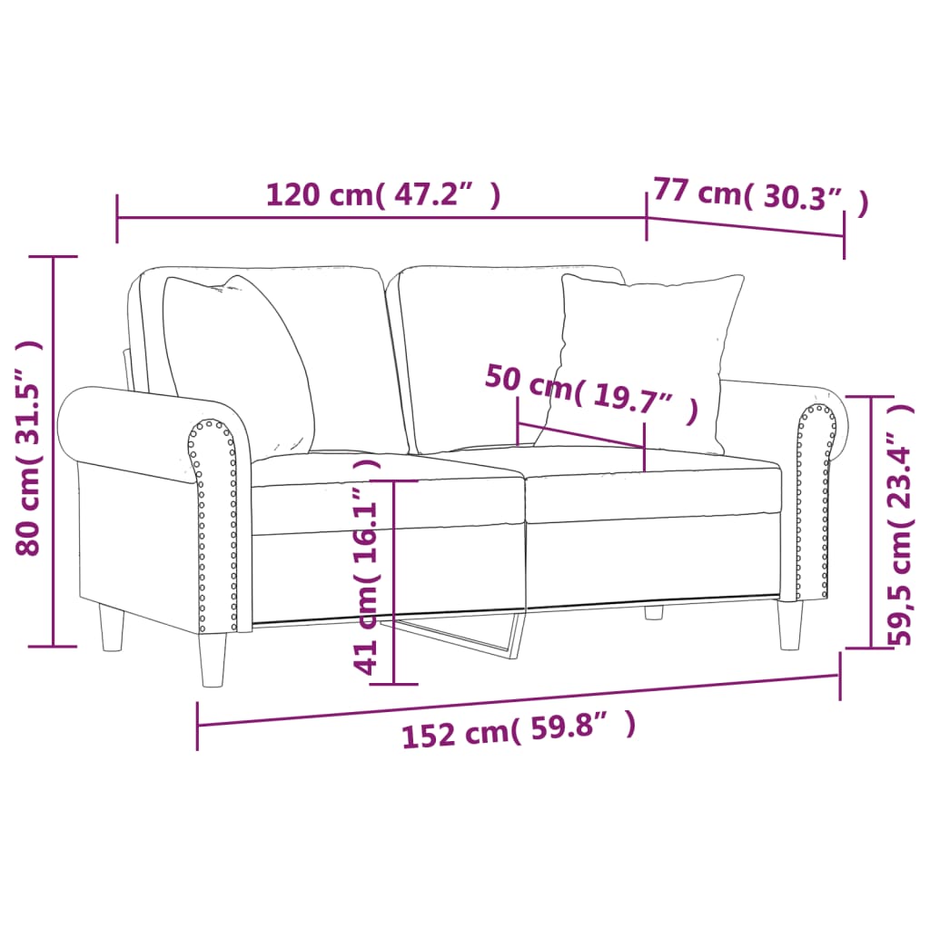 2-sitssoffa med prydnadskuddar mörkgrön 120 cm sammet