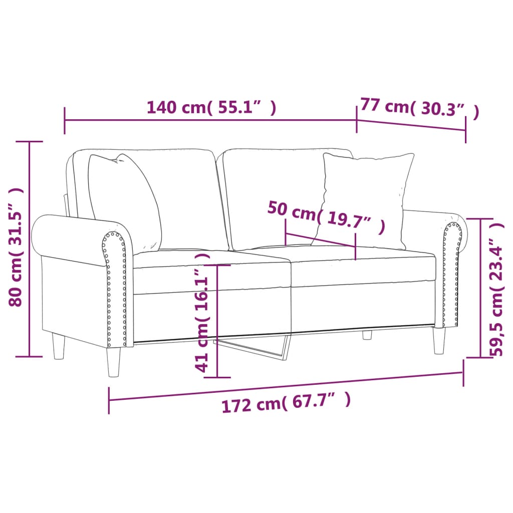 2-sitssoffa med prydnadskuddar mörkgrön 140 cm sammet