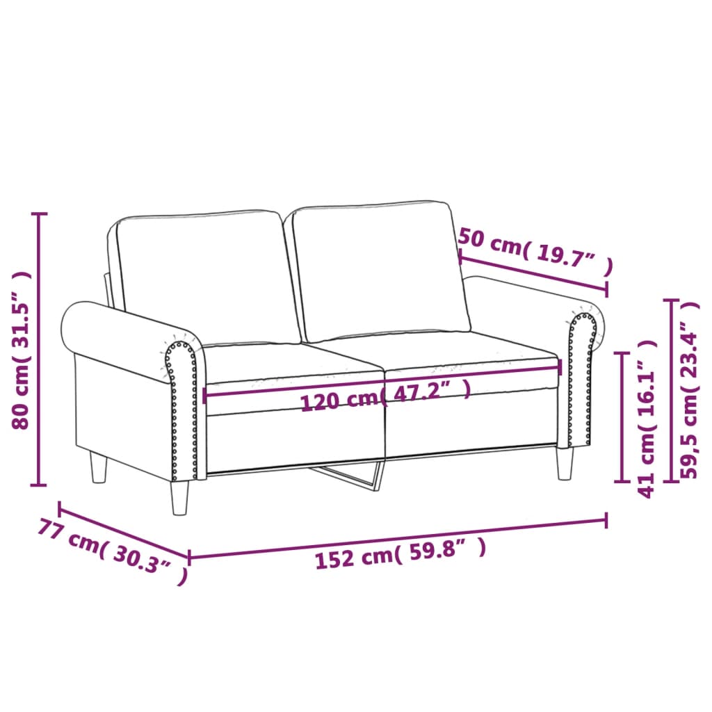 2-sitssoffa vinröd 120 cm fuskläder