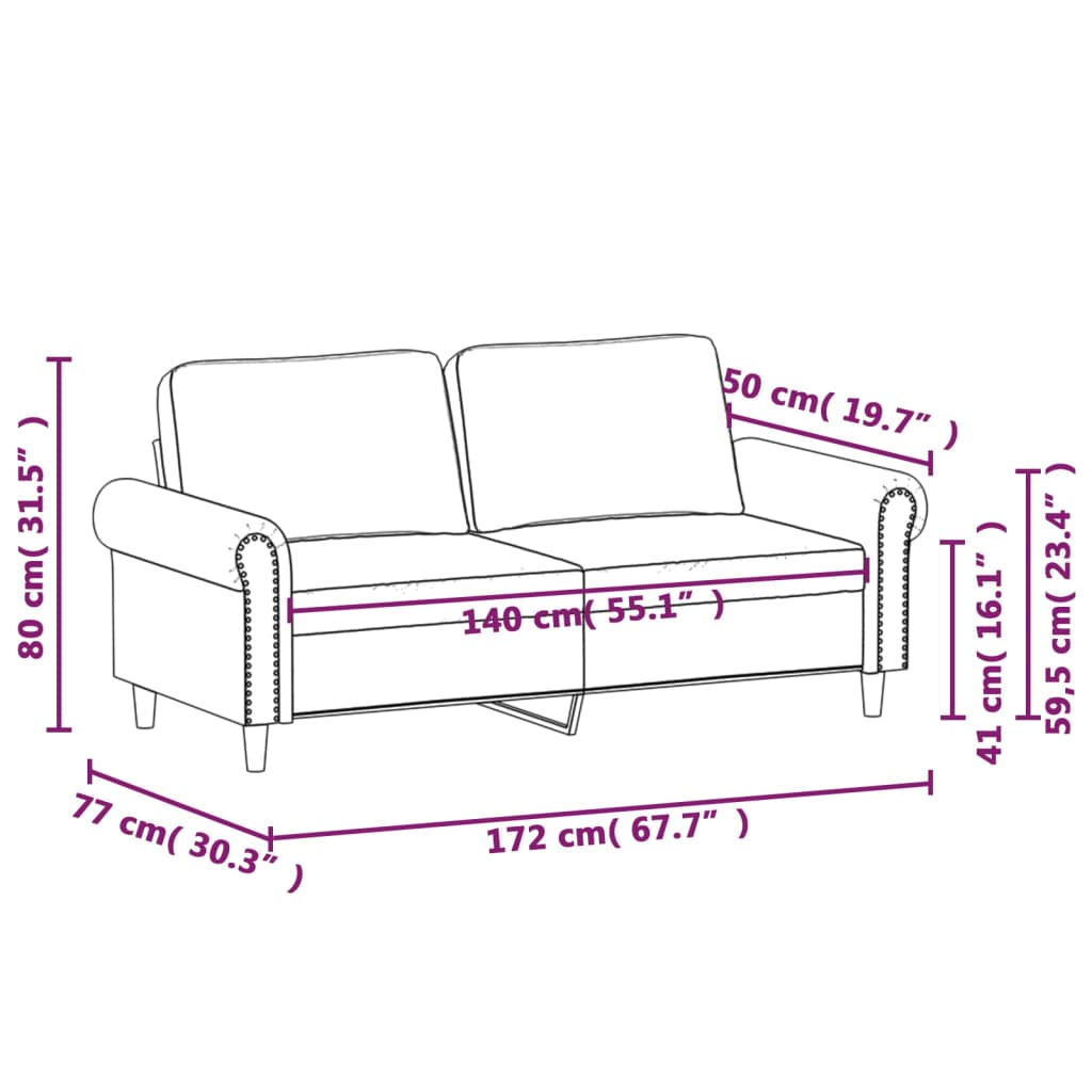 2-sitssoffa svart 140 cm konstläder