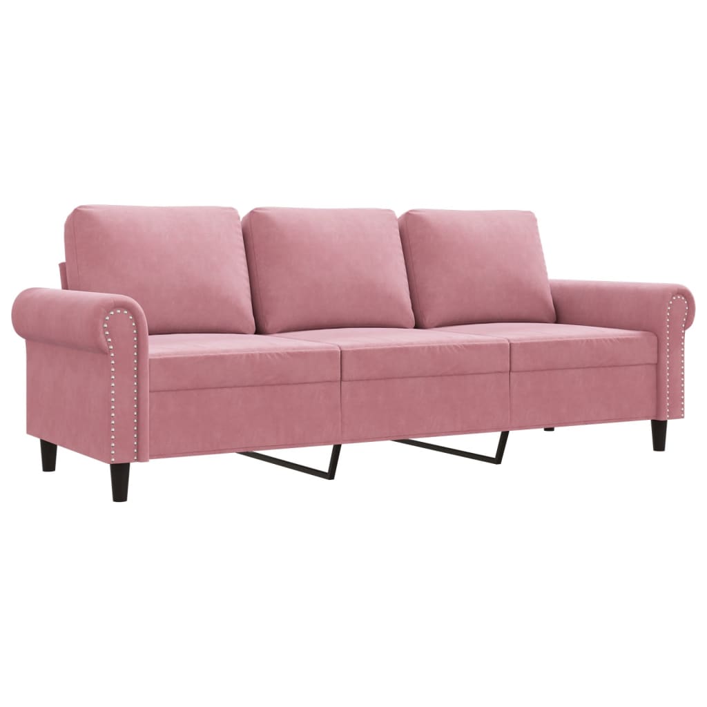 3-sitssoffa rosa 180 cm sammet