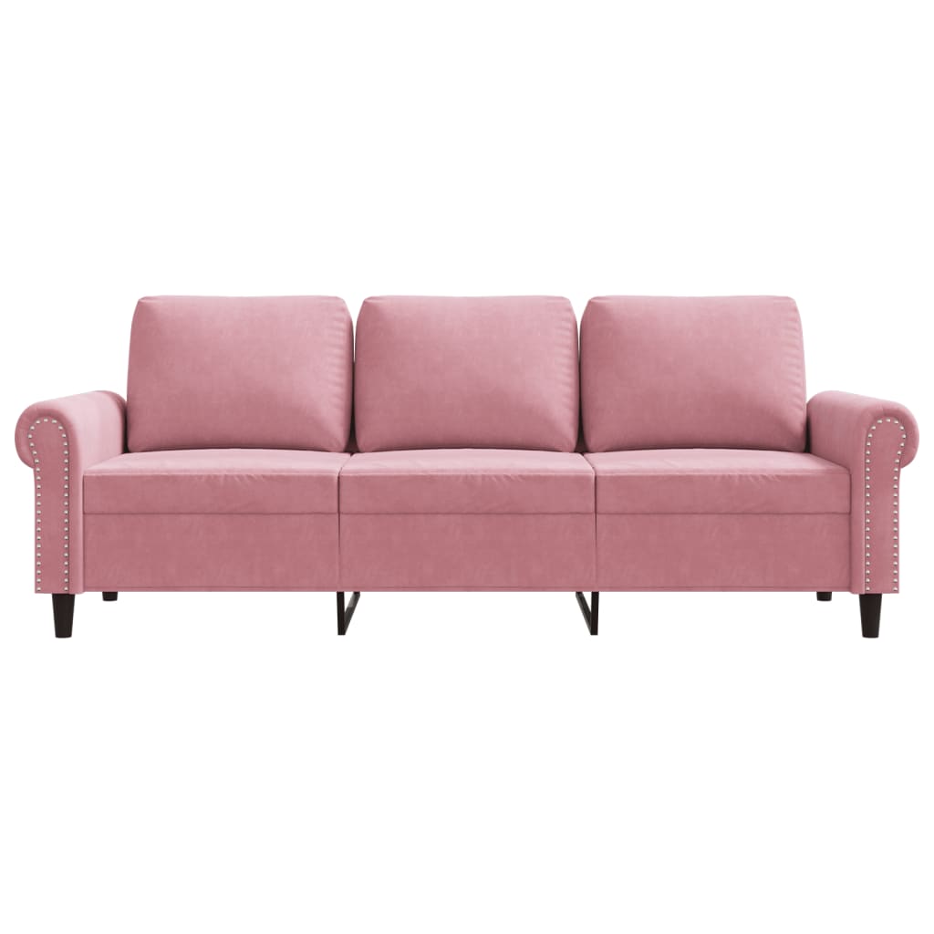 3-sitssoffa rosa 180 cm sammet