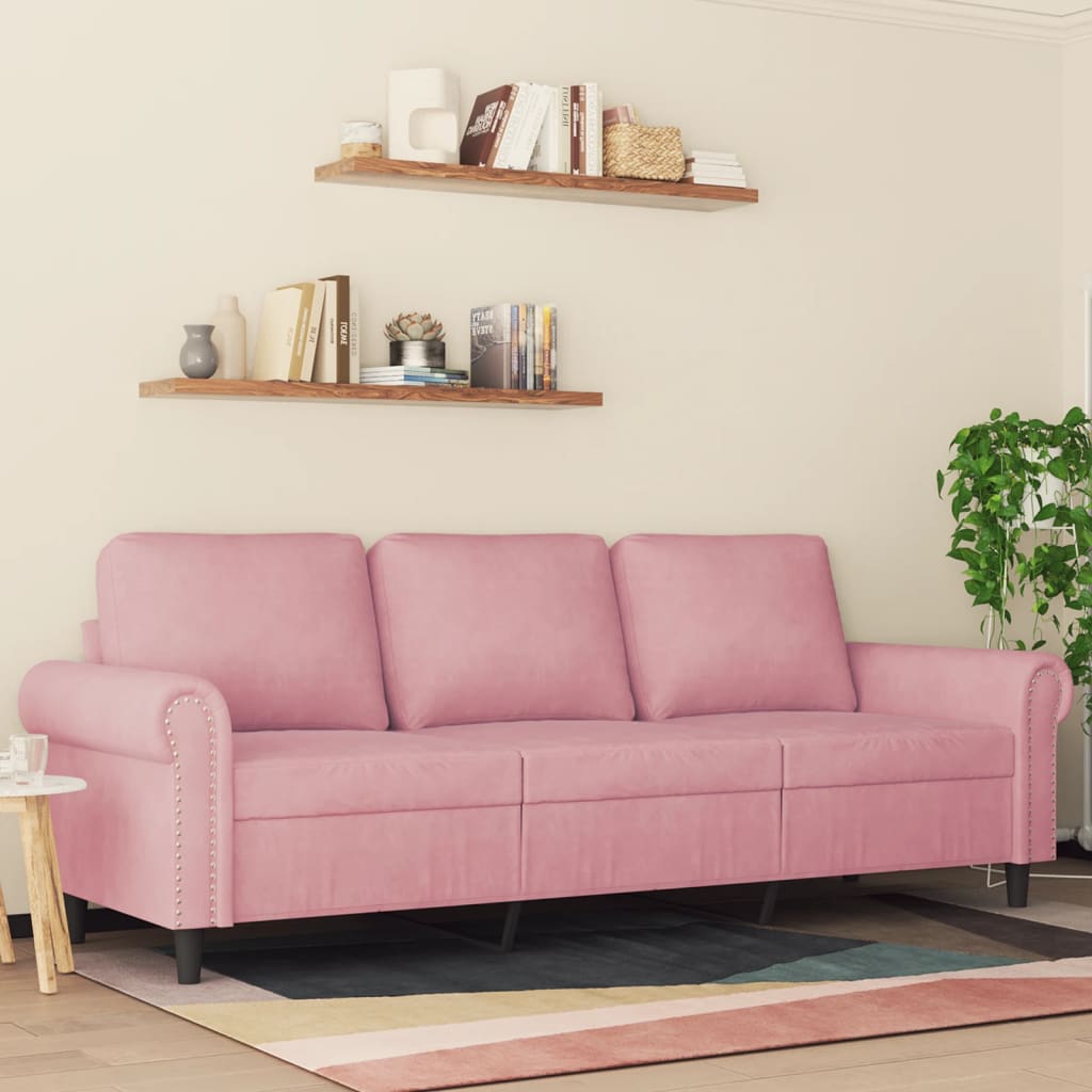 3-sitssoffa rosa 180 cm sammet